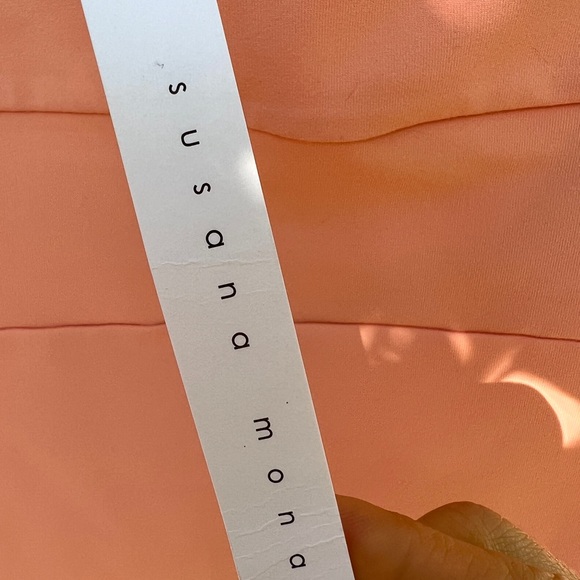 Susana Monaco solid off-shoulder dress PEACH midi back cutout bra-friendly S - Picture 8 of 16